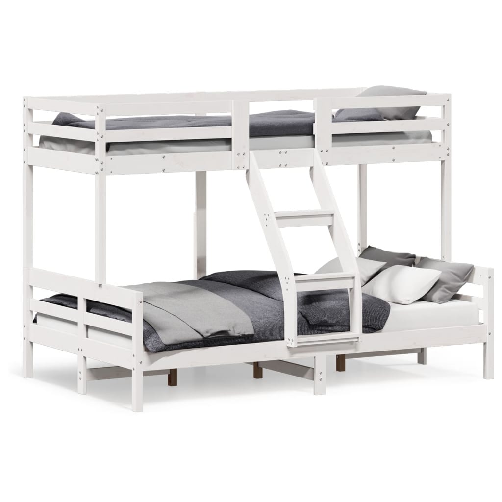 Lit superposé sans matelas 80x200/120x200 cm blanc bois massif - XIOS