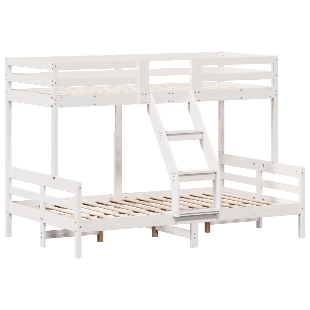 Lit superposé sans matelas 80x200/120x200 cm blanc bois massif - XIOS