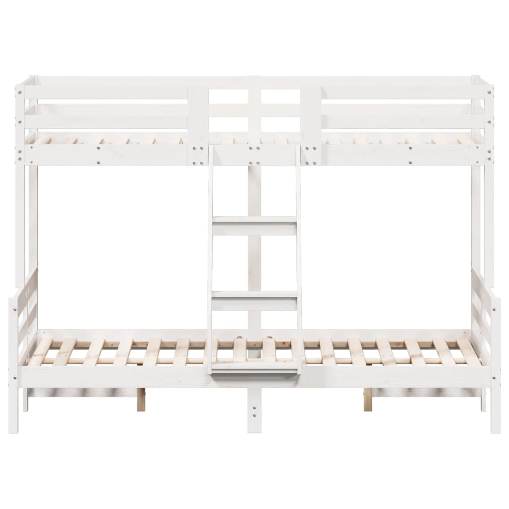Lit superposé sans matelas 80x200/120x200 cm blanc bois massif - XIOS