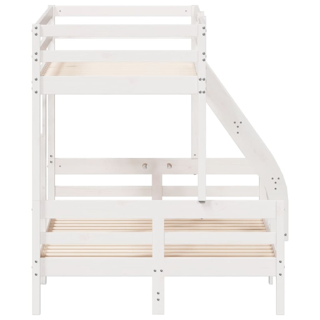 Lit superposé sans matelas 80x200/120x200 cm blanc bois massif - XIOS