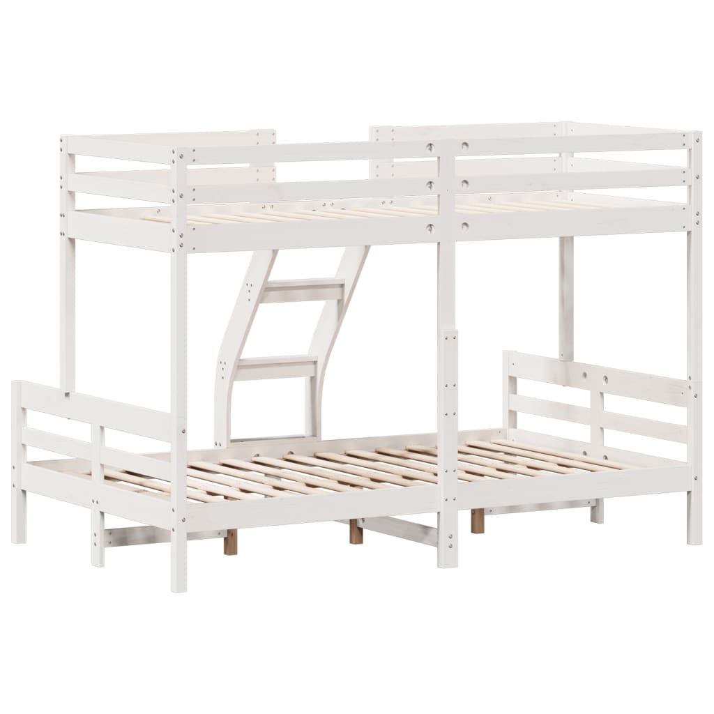 Lit superposé sans matelas 80x200/120x200 cm blanc bois massif - XIOS