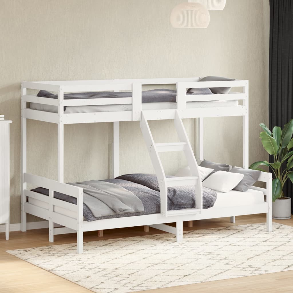 Lit superposé sans matelas 80x200/120x200 cm blanc bois massif - XIOS