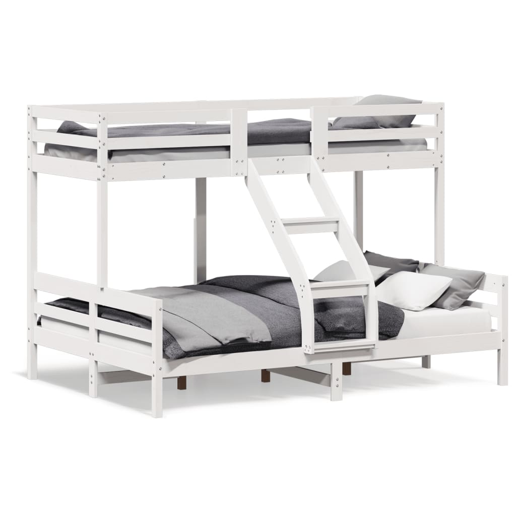 Lit superposé sans matelas 80x200/140x200 cm blanc bois massif - XIOS