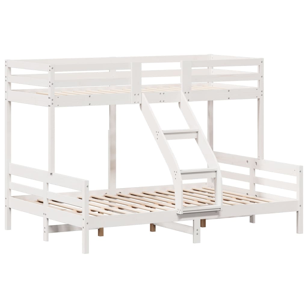 Lit superposé sans matelas 80x200/140x200 cm blanc bois massif - XIOS