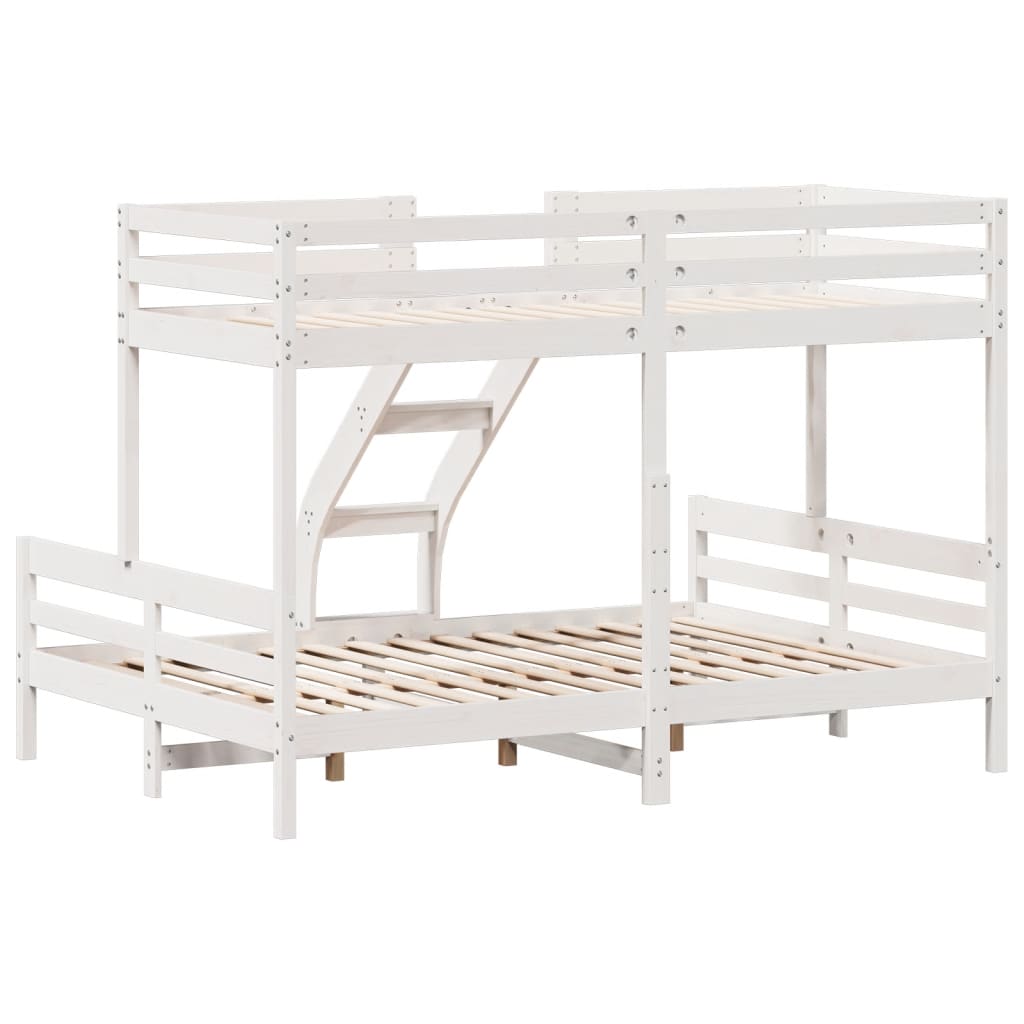 Lit superposé sans matelas 80x200/140x200 cm blanc bois massif - XIOS