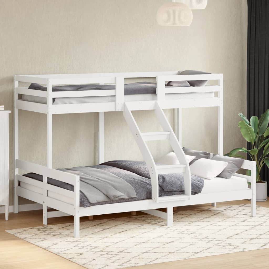 Lit superposé sans matelas 80x200/140x200 cm blanc bois massif - XIOS