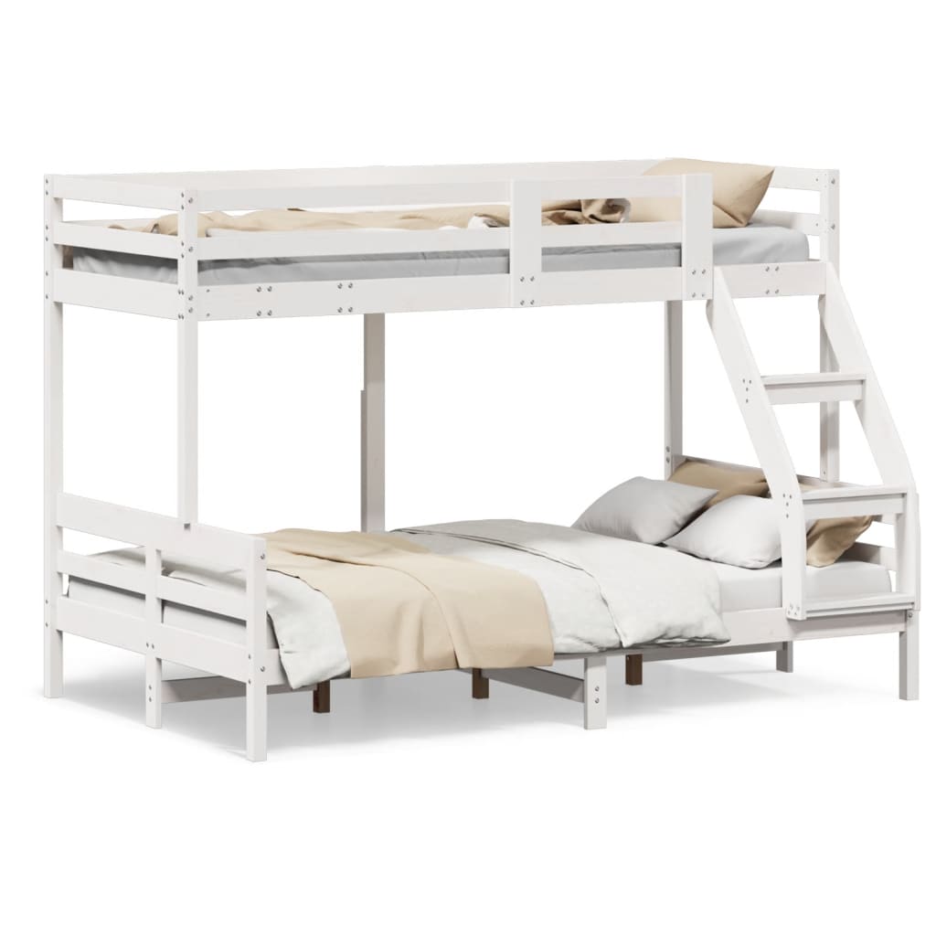 Lit superposé sans matelas 80x200/120x200 cm blanc bois massif - XIOS
