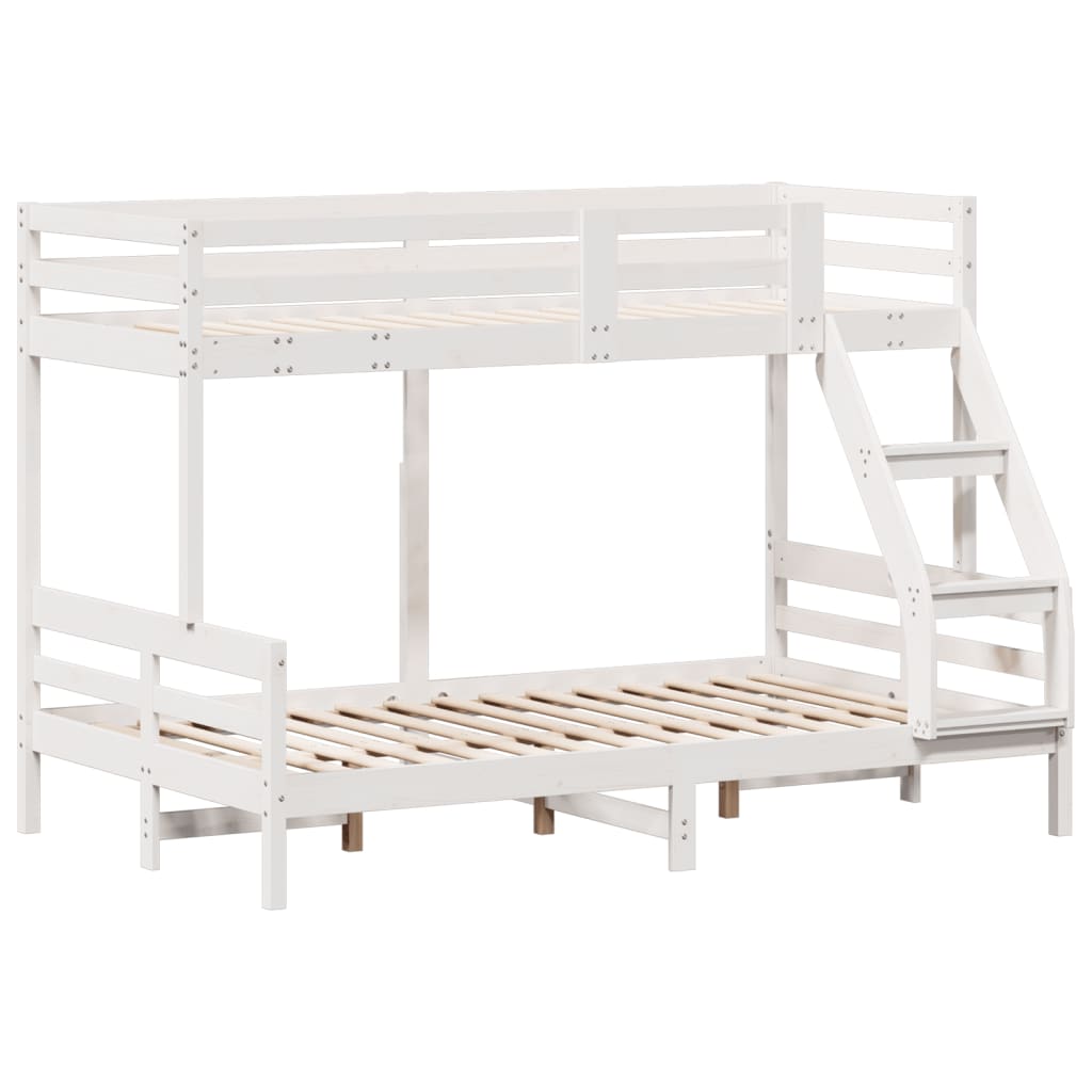 Lit superposé sans matelas 80x200/120x200 cm blanc bois massif - XIOS