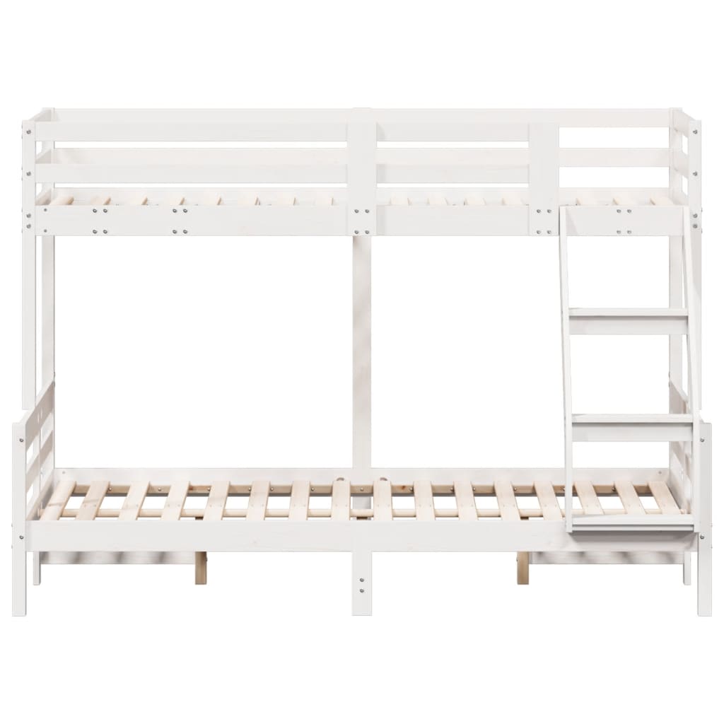 Lit superposé sans matelas 80x200/120x200 cm blanc bois massif - XIOS