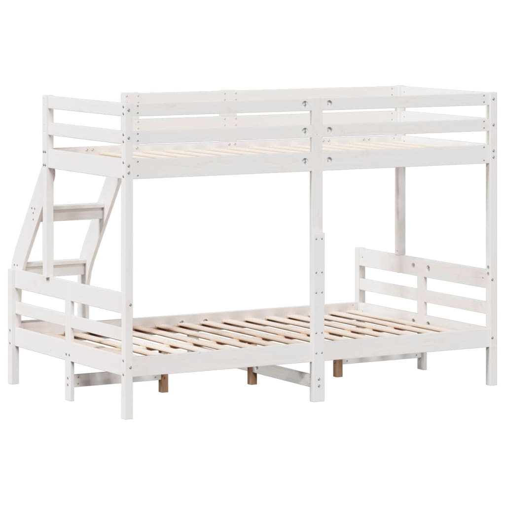 Lit superposé sans matelas 80x200/120x200 cm blanc bois massif - XIOS