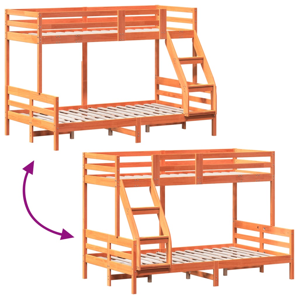 Lit superposé sans matelas 80x200/120x200 cm bois massif - XIOS