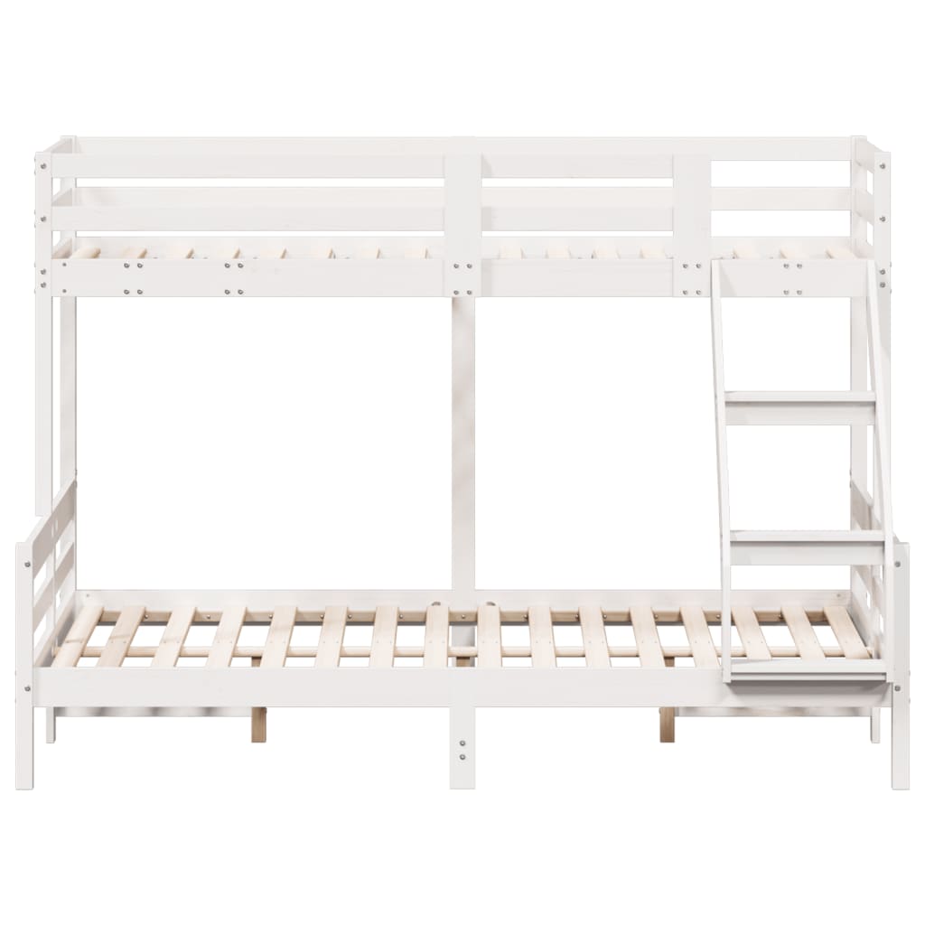 Lit superposé sans matelas 80x200/140x200 cm blanc bois massif - XIOS