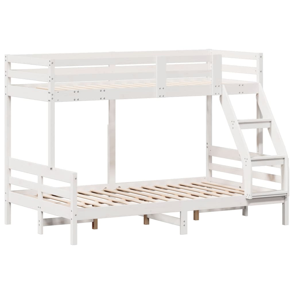 Lit superposé sans matelas 90x200/120x200 cm blanc bois massif - XIOS
