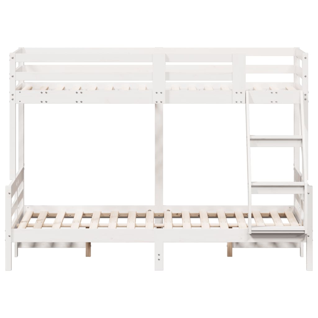 Lit superposé sans matelas 90x200/120x200 cm blanc bois massif - XIOS