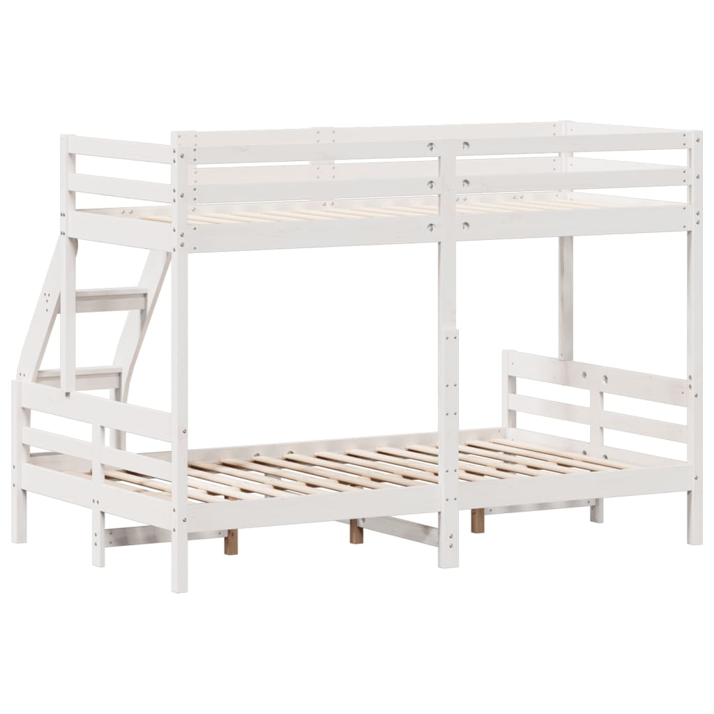 Lit superposé sans matelas 90x200/120x200 cm blanc bois massif - XIOS