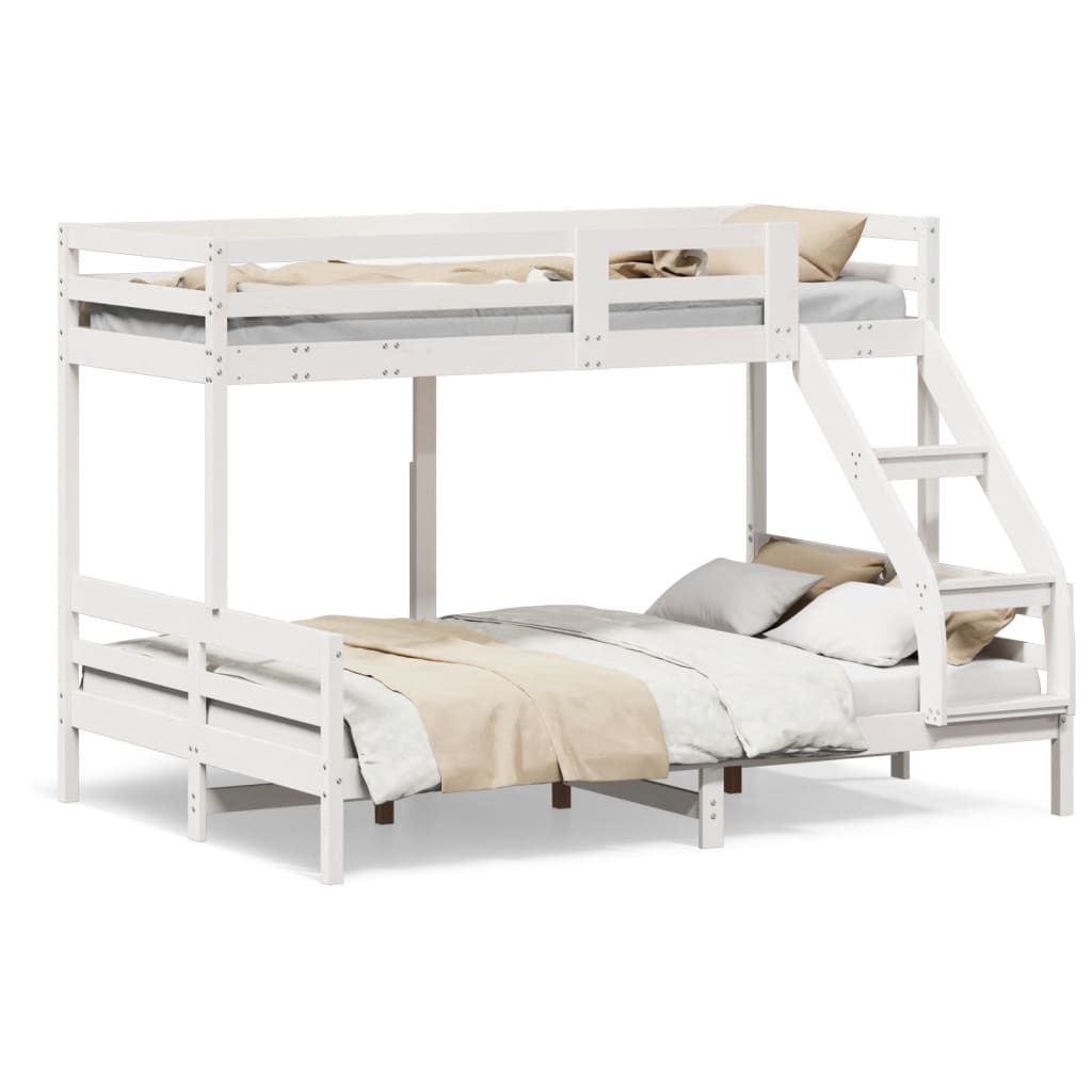 Lit superposé sans matelas 90x200/140x200 cm blanc bois massif - XIOS