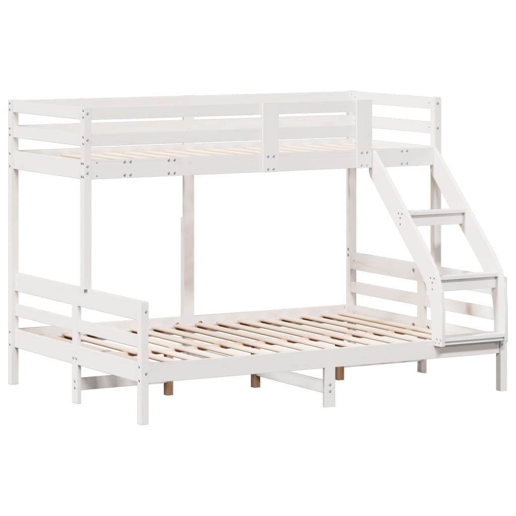 Lit superposé sans matelas 90x200/140x200 cm blanc bois massif - XIOS