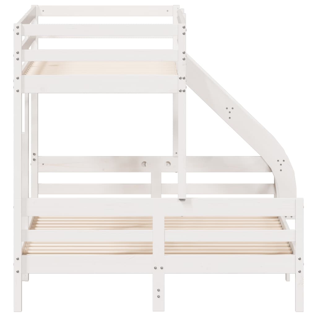Lit superposé sans matelas 90x200/140x200 cm blanc bois massif - XIOS