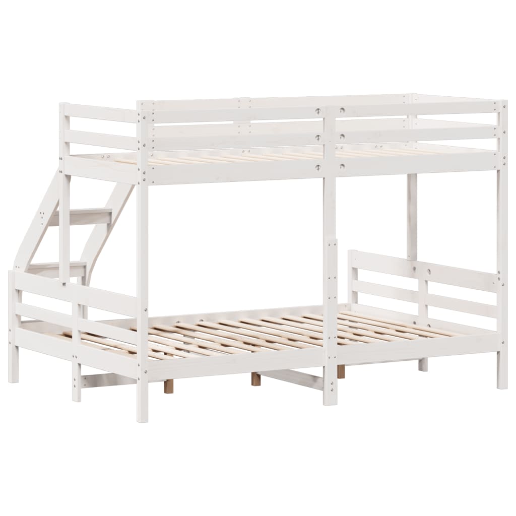 Lit superposé sans matelas 90x200/140x200 cm blanc bois massif - XIOS