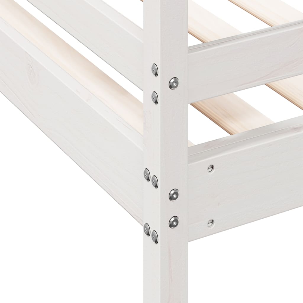 Lit superposé sans matelas 90x200/140x200 cm blanc bois massif - XIOS
