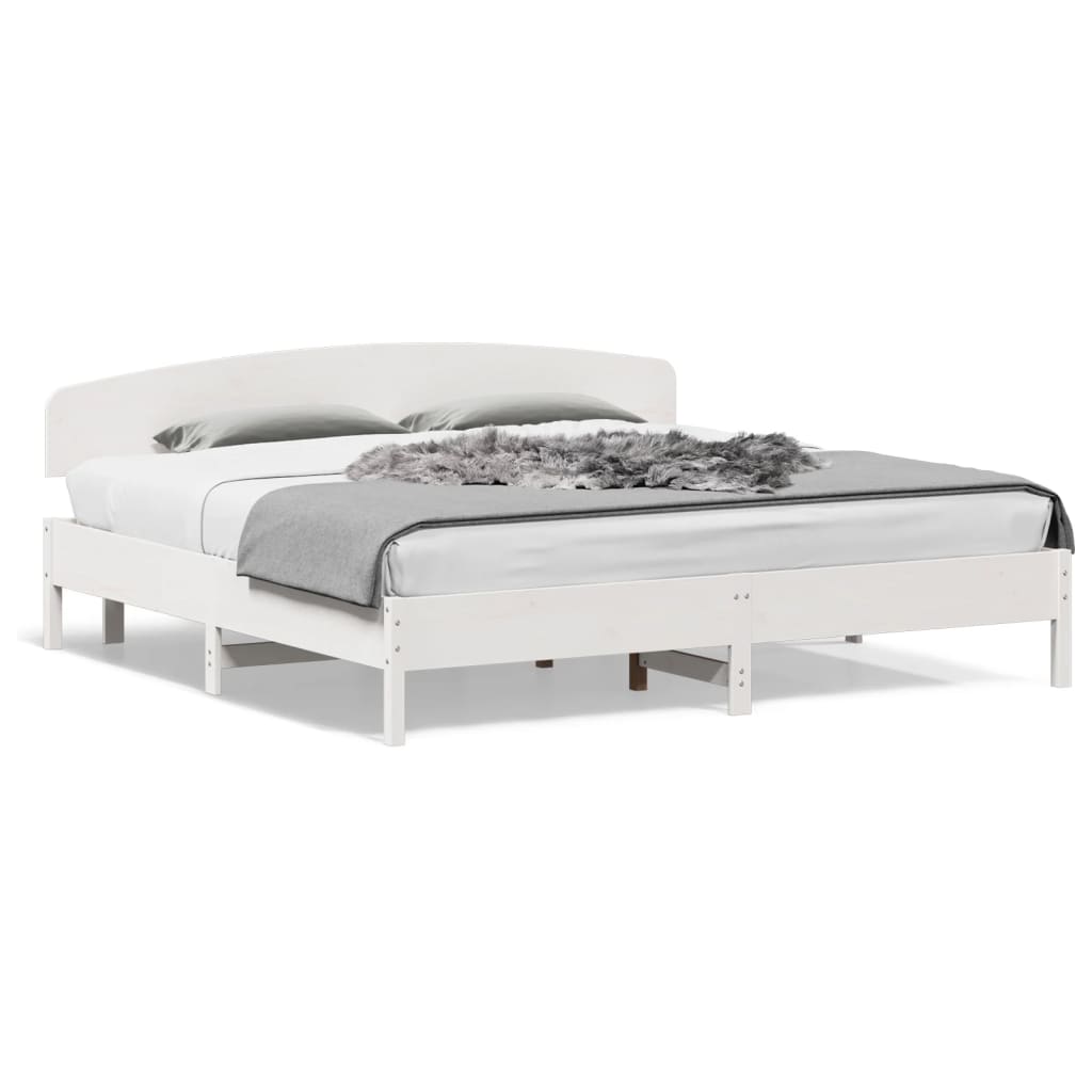 Cadre de lit sans matelas blanc 200x200 cm bois massif de pin - XIOS
