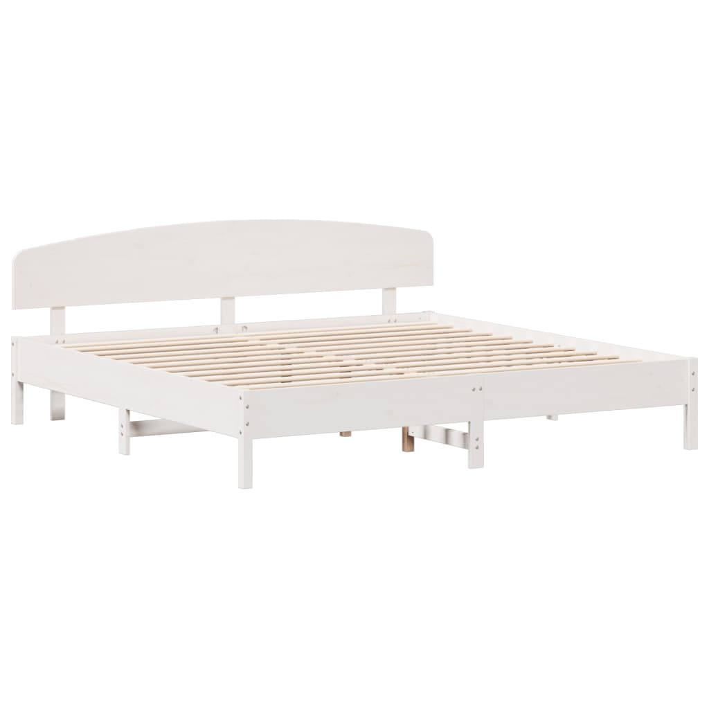 Cadre de lit sans matelas blanc 200x200 cm bois massif de pin - XIOS