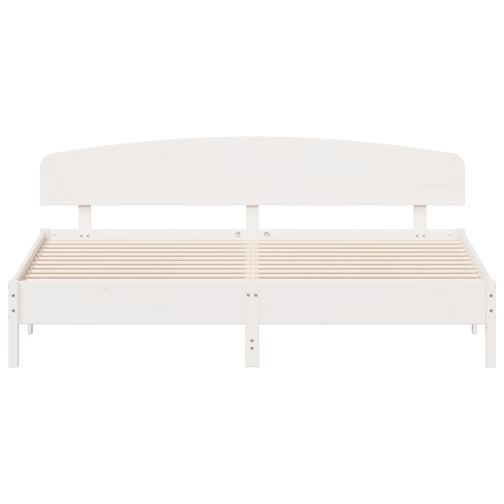 Cadre de lit sans matelas blanc 200x200 cm bois massif de pin - XIOS