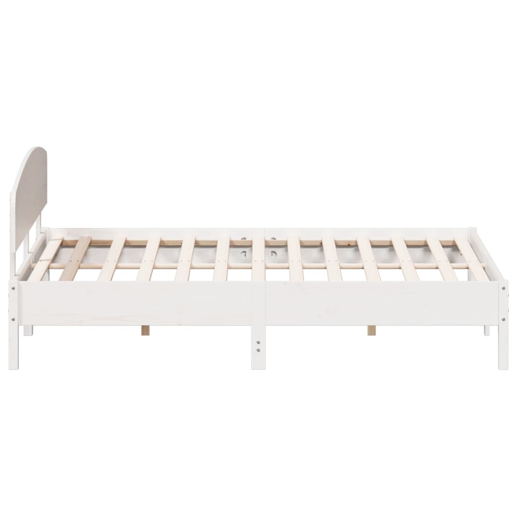 Cadre de lit sans matelas blanc 200x200 cm bois massif de pin - XIOS