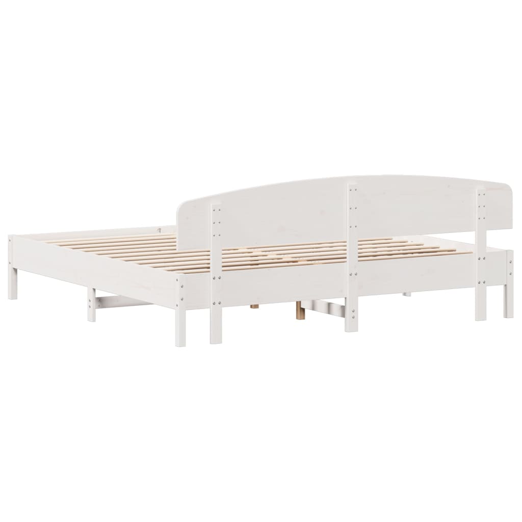 Cadre de lit sans matelas blanc 200x200 cm bois massif de pin - XIOS