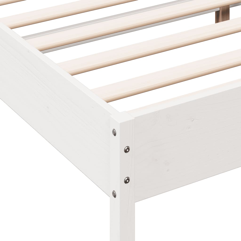 Cadre de lit sans matelas blanc 200x200 cm bois massif de pin - XIOS