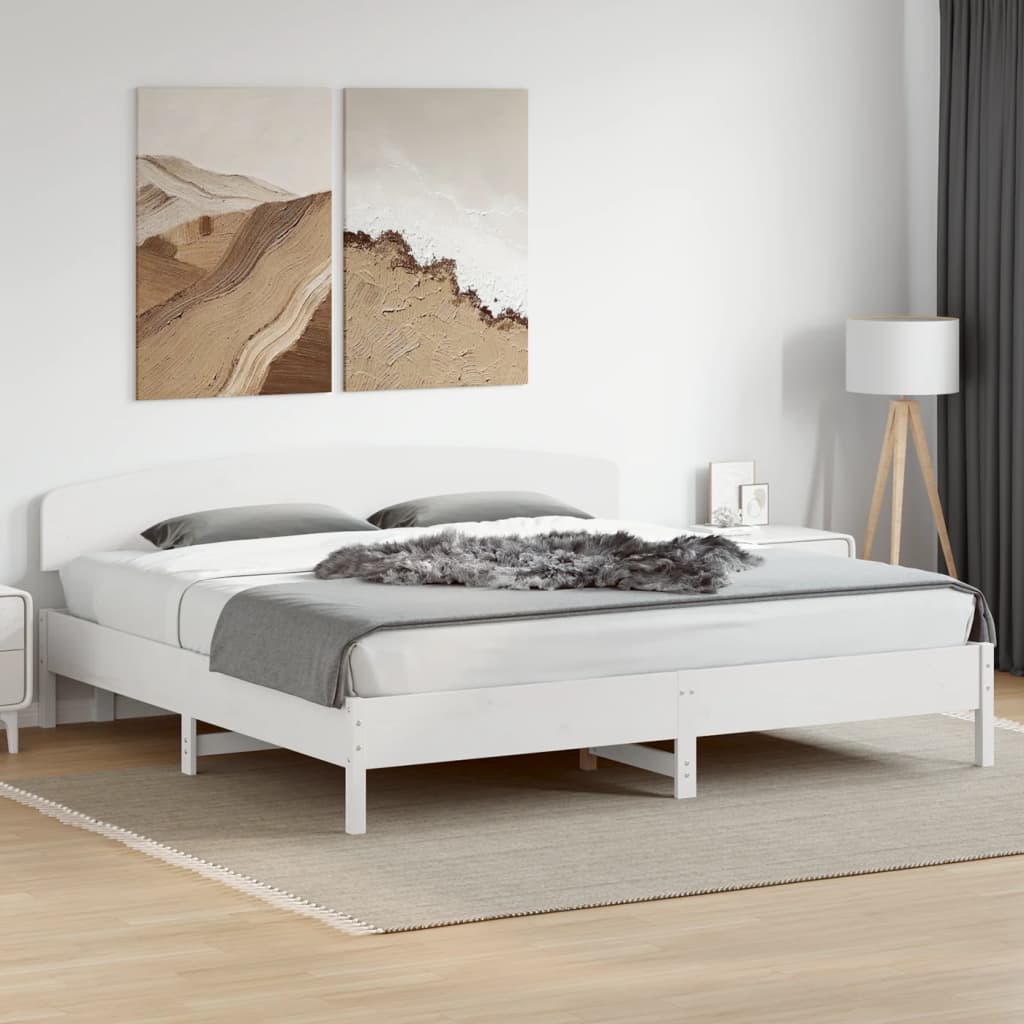 Cadre de lit sans matelas blanc 200x200 cm bois massif de pin - XIOS