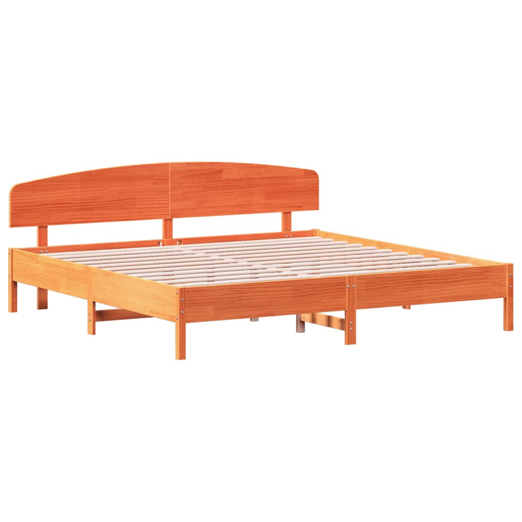 Cadre de lit sans matelas cire marron 200x200cm bois pin massif - XIOS