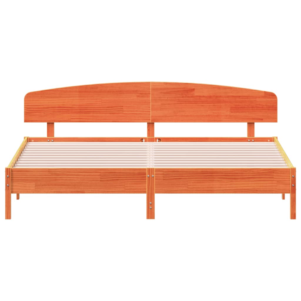 Cadre de lit sans matelas cire marron 200x200cm bois pin massif - XIOS