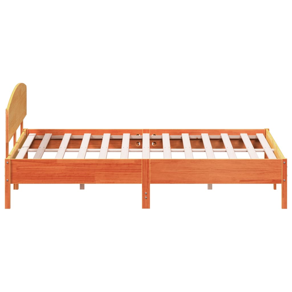 Cadre de lit sans matelas cire marron 200x200cm bois pin massif - XIOS