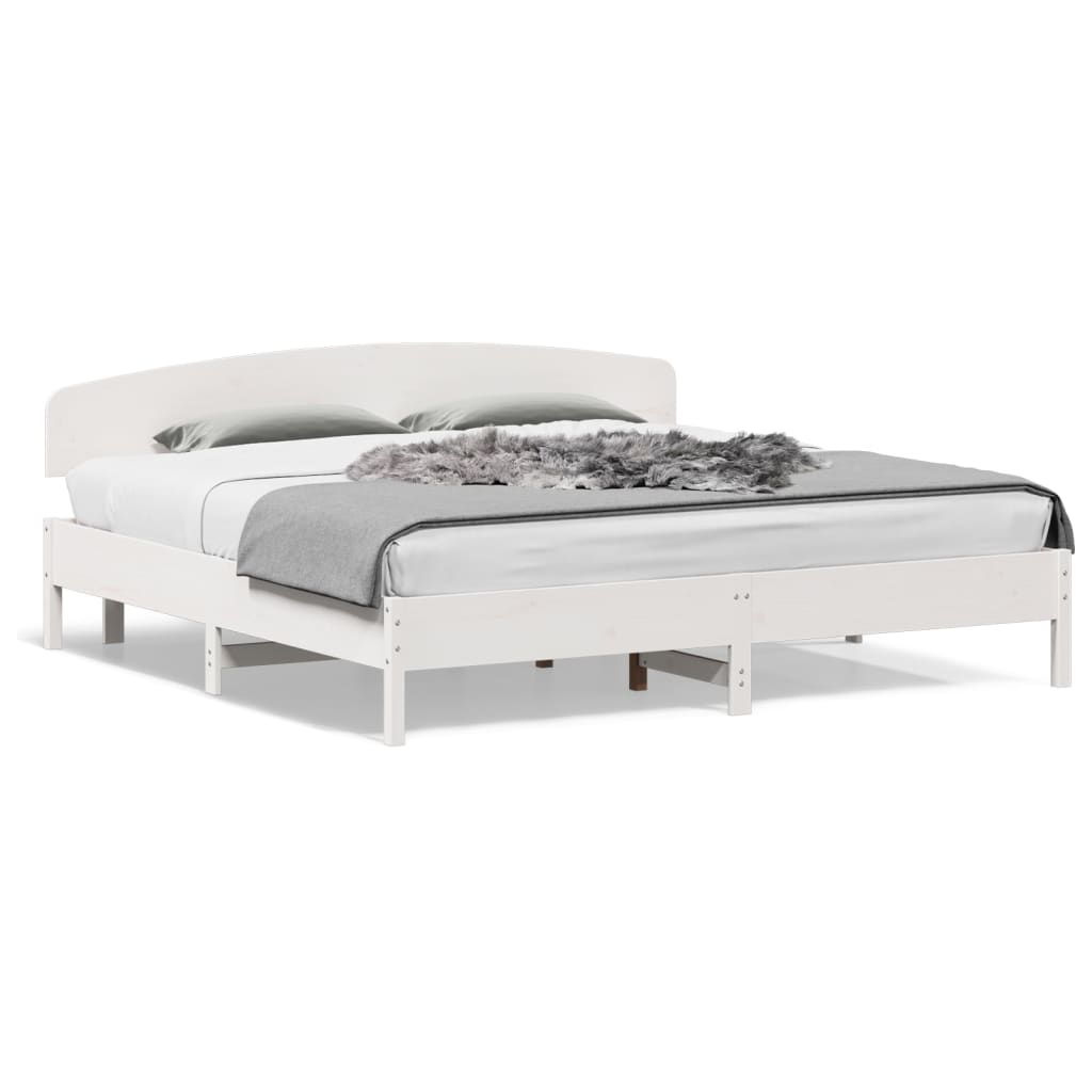 Cadre de lit sans matelas blanc 180x200 cm bois massif de pin - XIOS