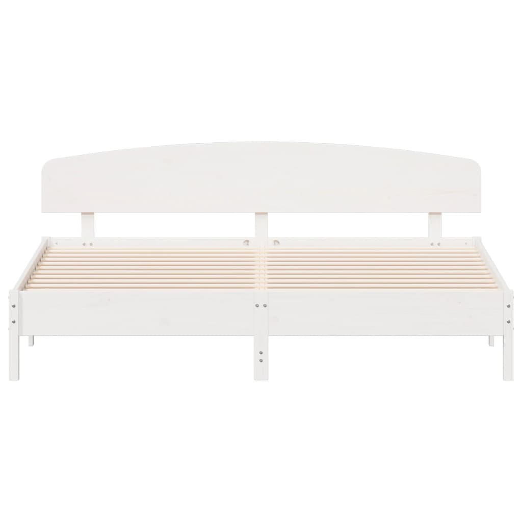 Cadre de lit sans matelas blanc 180x200 cm bois massif de pin - XIOS