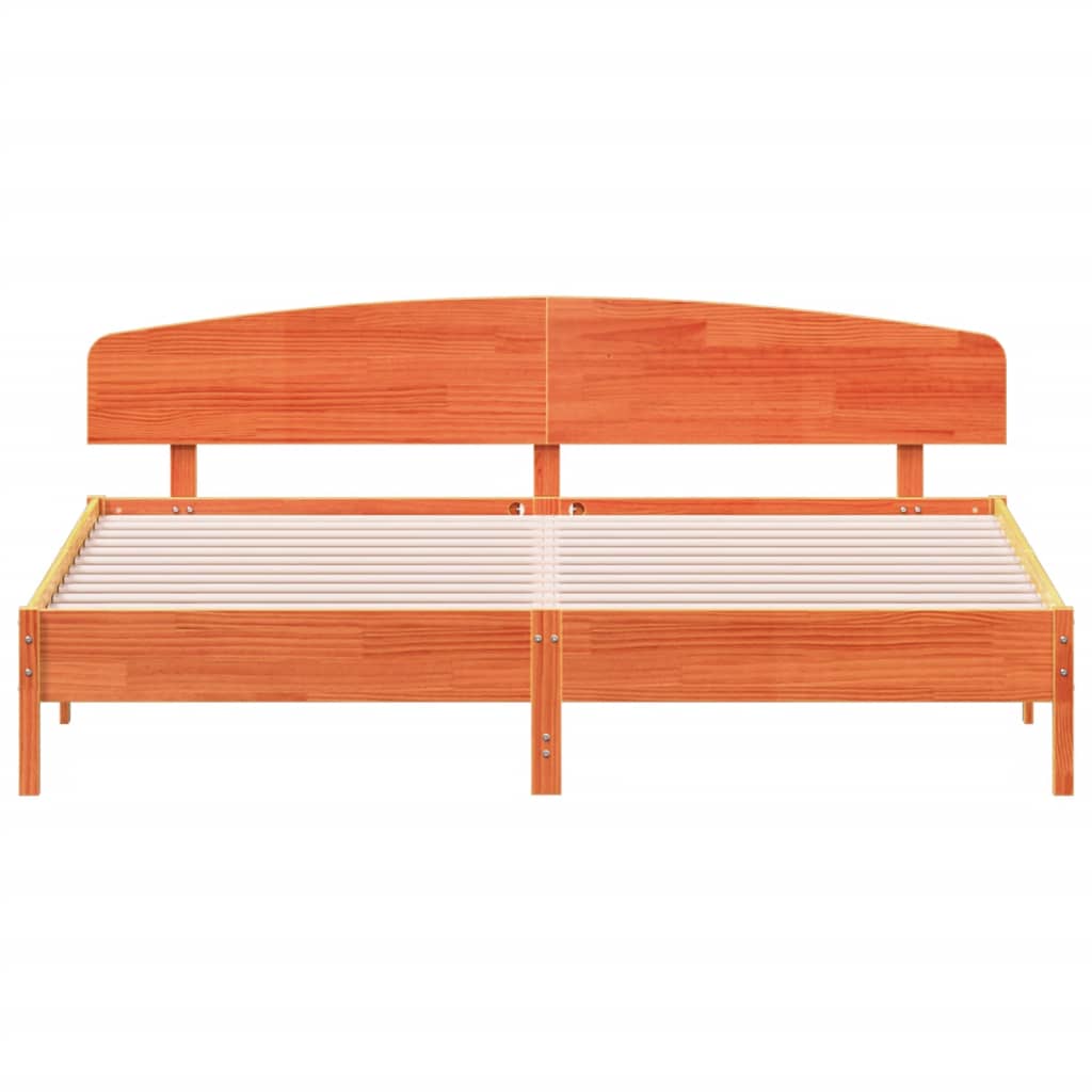 Cadre de lit sans matelas cire marron 180x200cm bois pin massif - XIOS