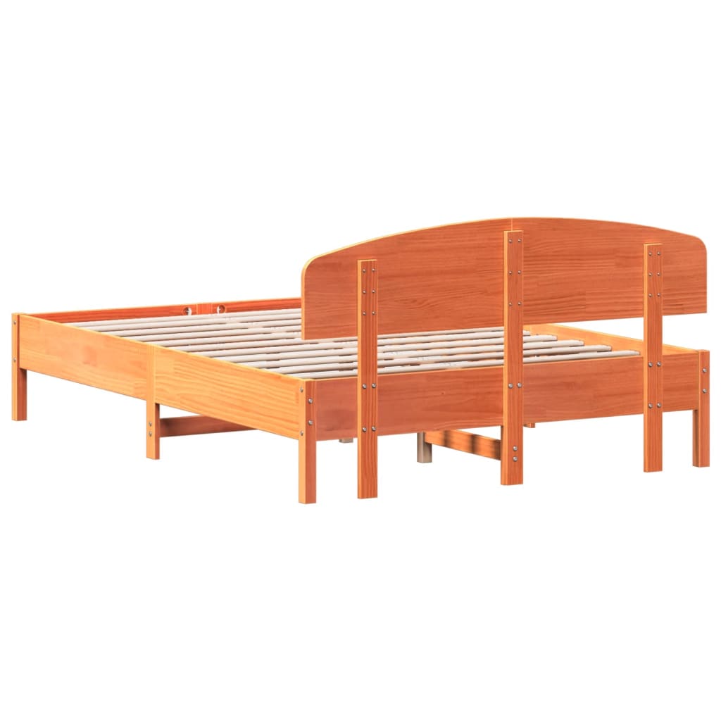 Cadre de lit sans matelas cire marron 150x200cm bois pin massif - XIOS