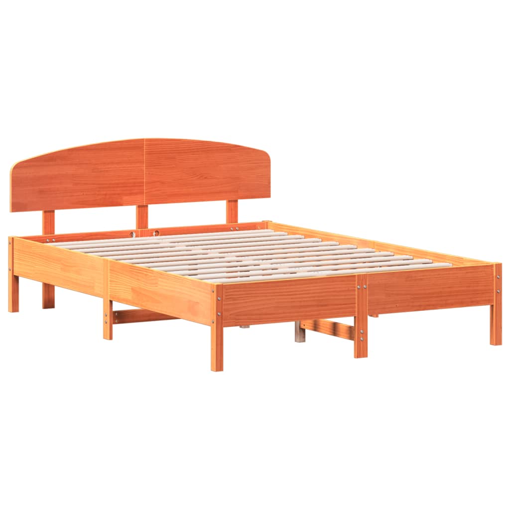 Cadre de lit sans matelas cire marron 140x200cm bois pin massif - XIOS