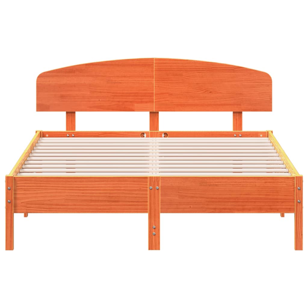 Cadre de lit sans matelas cire marron 140x200cm bois pin massif - XIOS