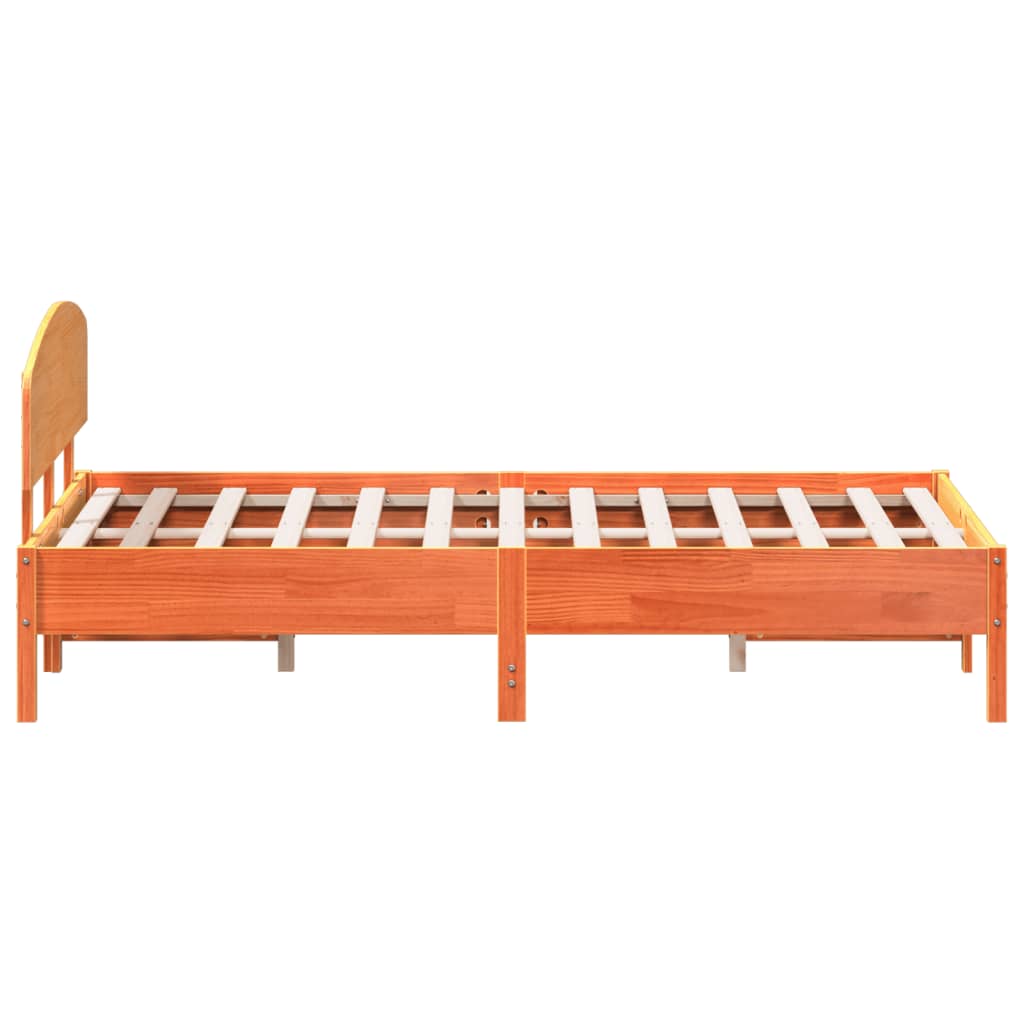 Cadre de lit sans matelas cire marron 140x200cm bois pin massif - XIOS