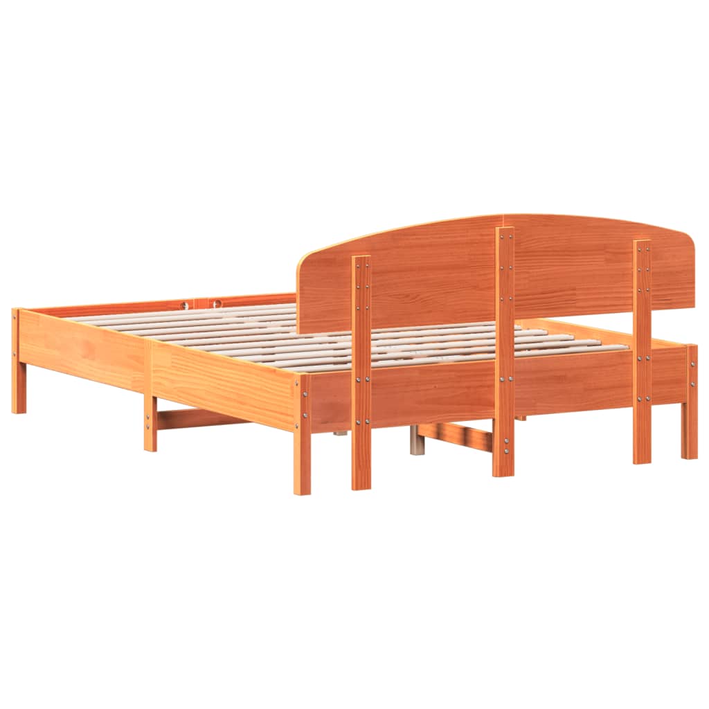Cadre de lit sans matelas cire marron 140x200cm bois pin massif - XIOS