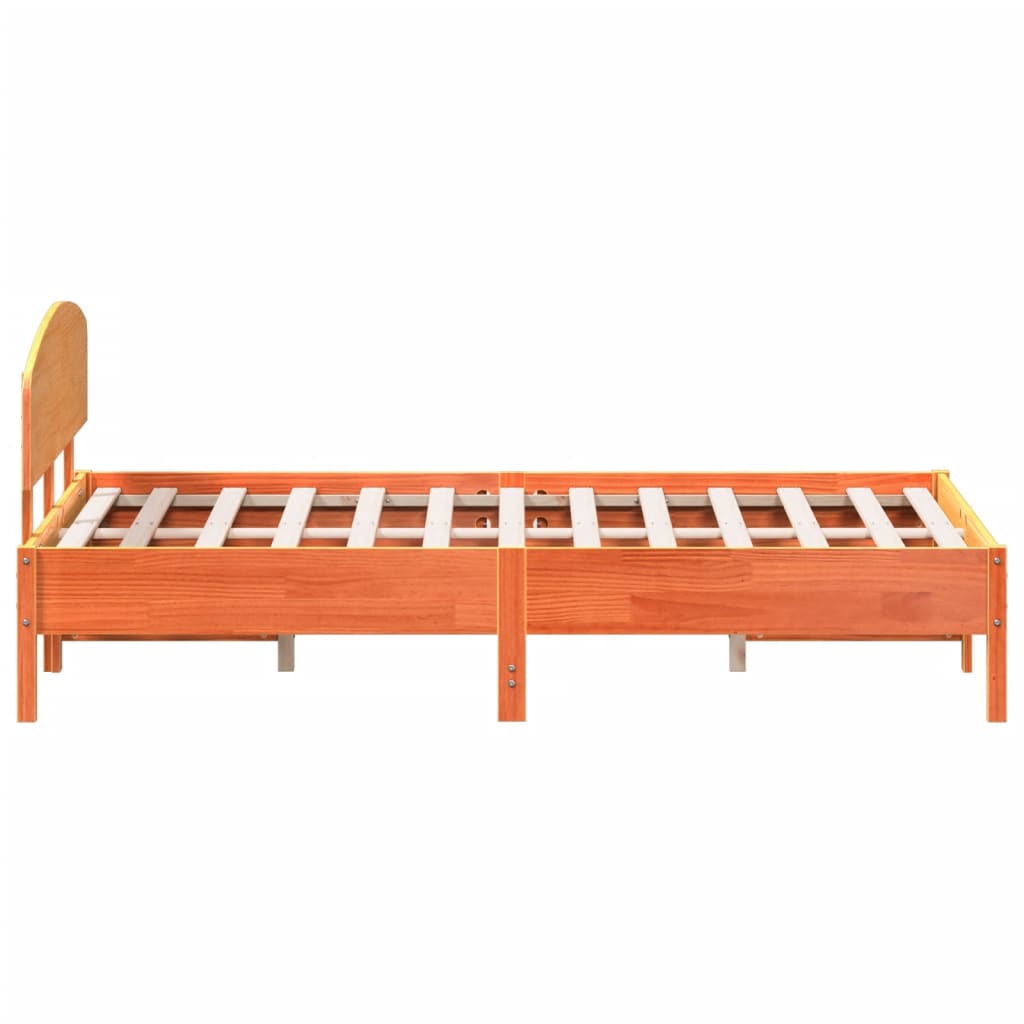 Cadre de lit sans matelas cire marron 120x200cm bois pin massif - XIOS
