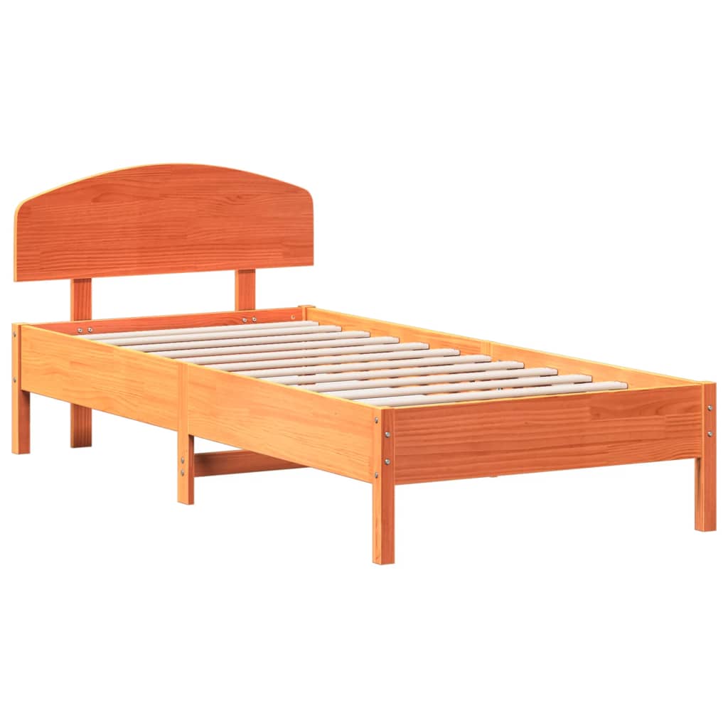 Cadre de lit sans matelas cire marron 100x200cm bois pin massif - XIOS