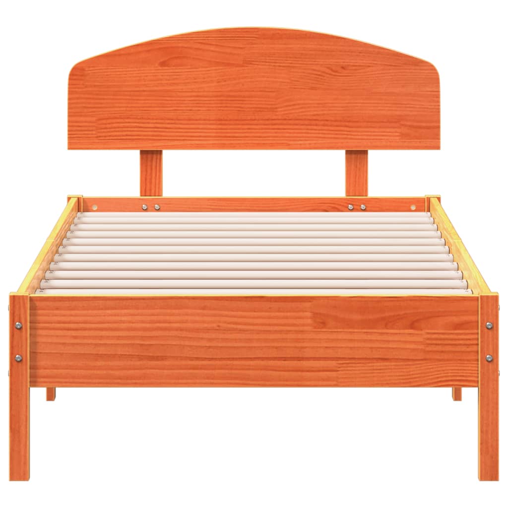 Cadre de lit sans matelas cire marron 100x200cm bois pin massif - XIOS