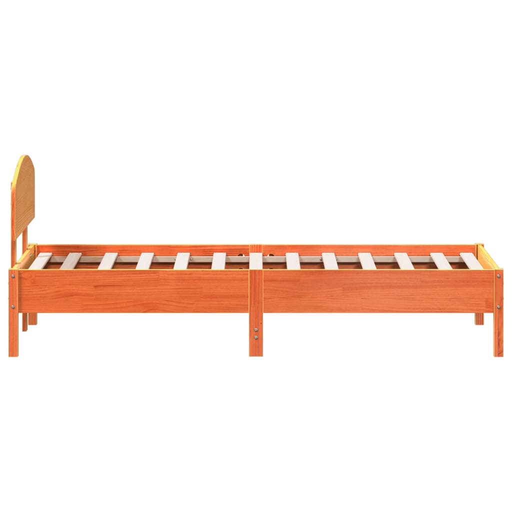 Cadre de lit sans matelas cire marron 100x200cm bois pin massif - XIOS
