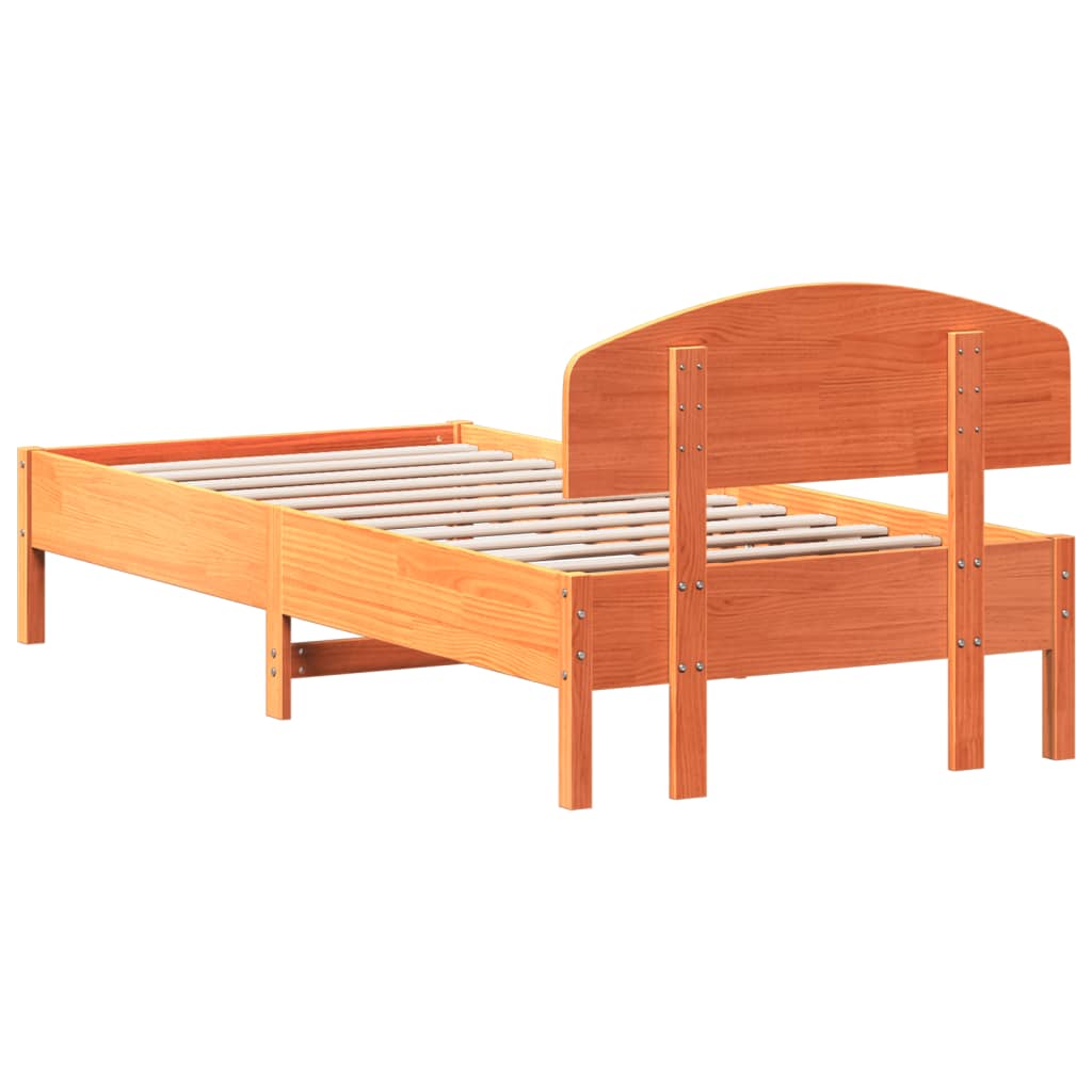 Cadre de lit sans matelas cire marron 100x200cm bois pin massif - XIOS
