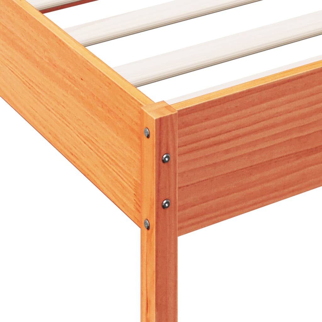 Cadre de lit sans matelas cire marron 100x200cm bois pin massif - XIOS
