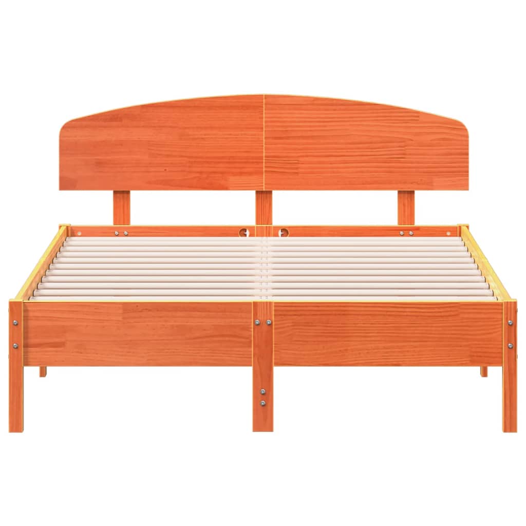 Cadre de lit sans matelas cire marron 140x190cm bois pin massif - XIOS