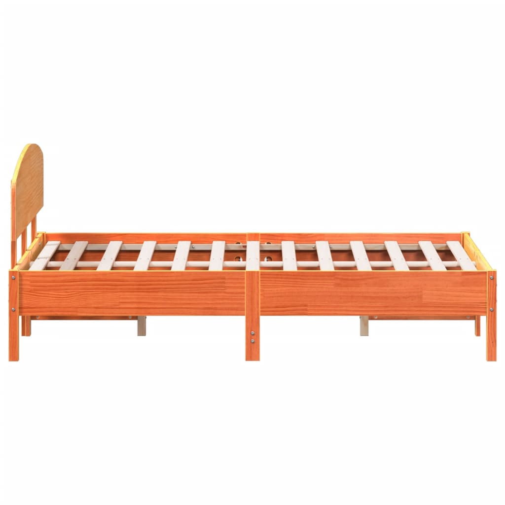 Cadre de lit sans matelas cire marron 120x190cm bois pin massif - XIOS